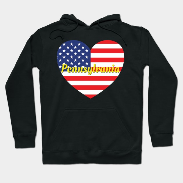 Pennsylvania American Flag Heart Hoodie by DPattonPD